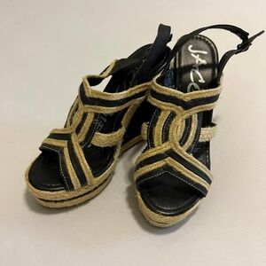 Jacobies Wendy blue espadrille platform sandals  6.5